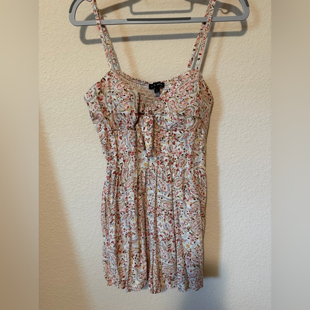 As U Wish Cream Paisley Midi Dress with Pink and Brown Accents